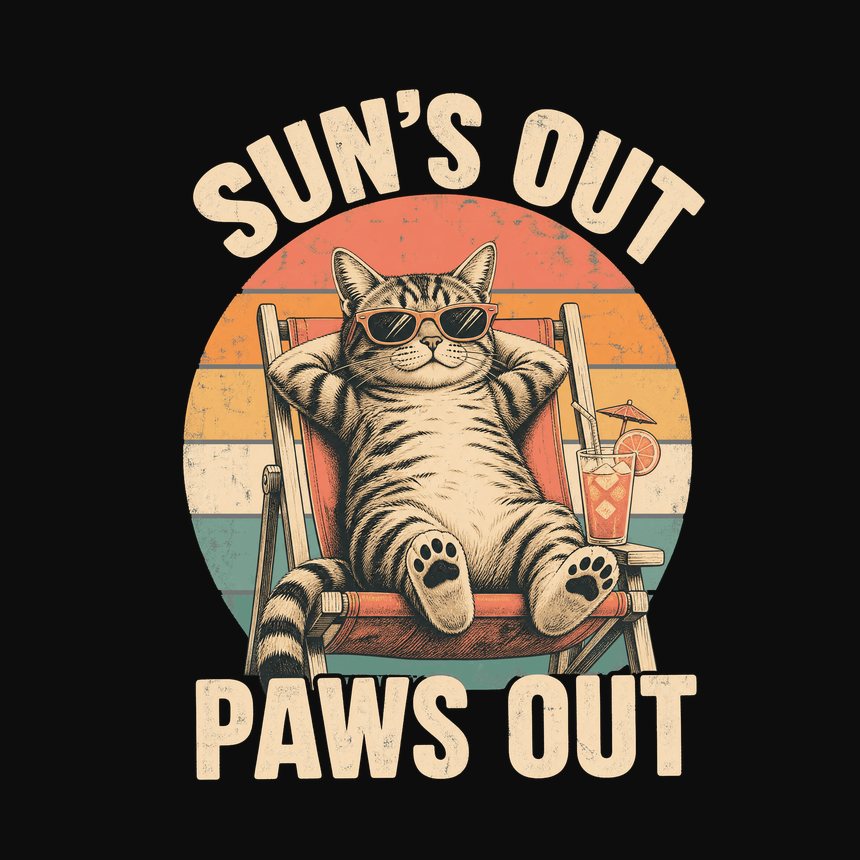 Suns Out Paws Out Summer Cat Retro Design — funny cat tank top