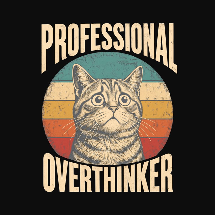 Professional Overthinker Anxious Cat Retro — funny cat tank top