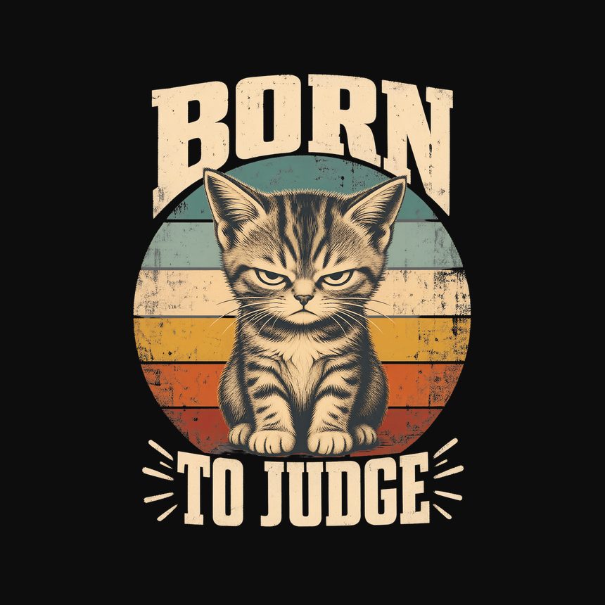 Born To Judge Sassy Kitten Retro Design — funny cat tank top