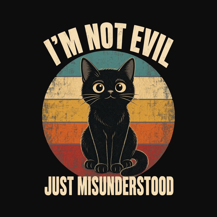 Not Evil Just Misunderstood Black Cat Retro — funny cat tank top
