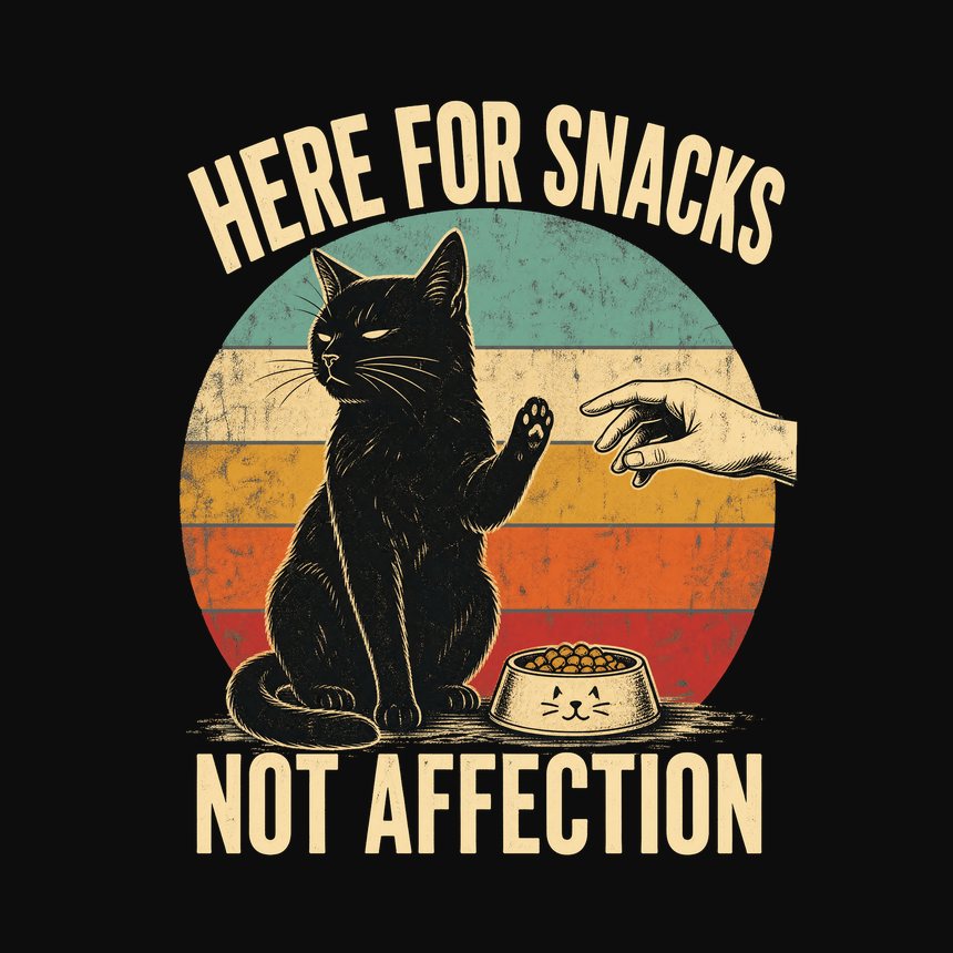 Here For Snacks Not Affection Black Cat Retro — funny cat tank top