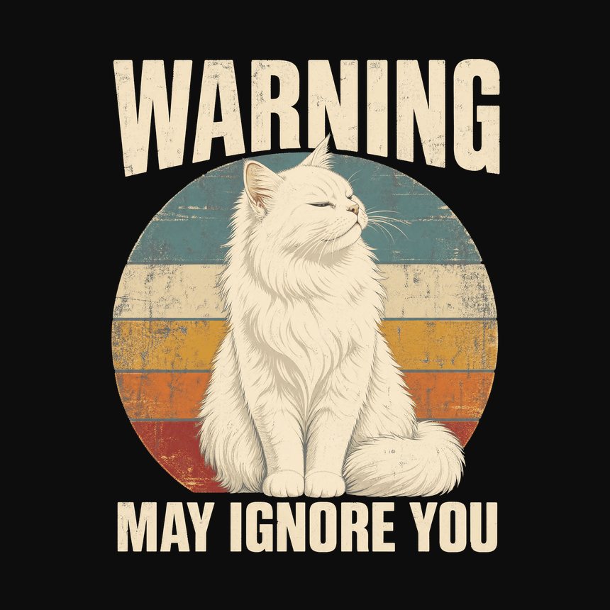 Warning May Ignore You White Cat Retro — funny cat tank top