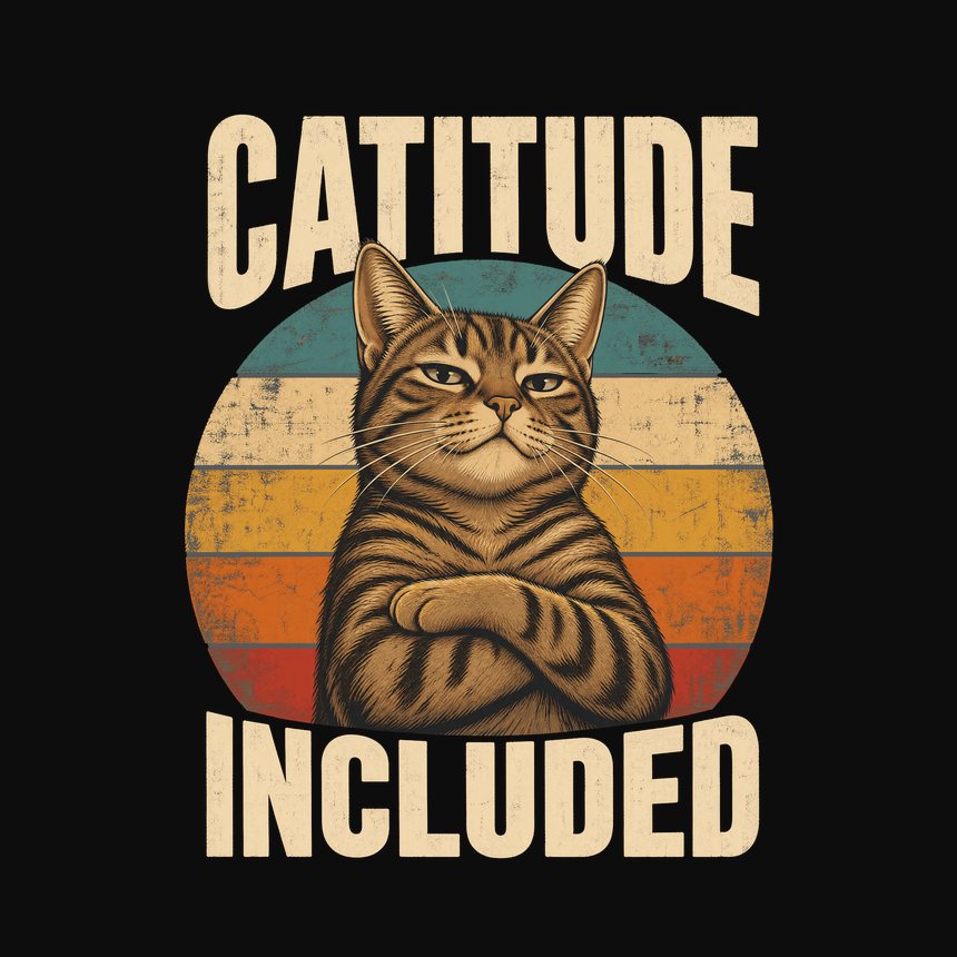 Catitude Included Sassy Tabby Cat Retro — funny cat tank top