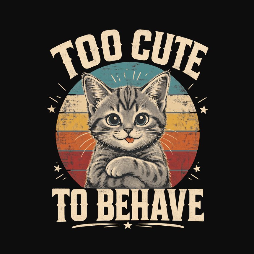 Too Cute To Behave Naughty Kitten Retro — funny cat tank top