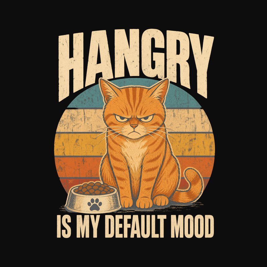 Hangry Is My Default Mood Cat Retro — funny cat tank top