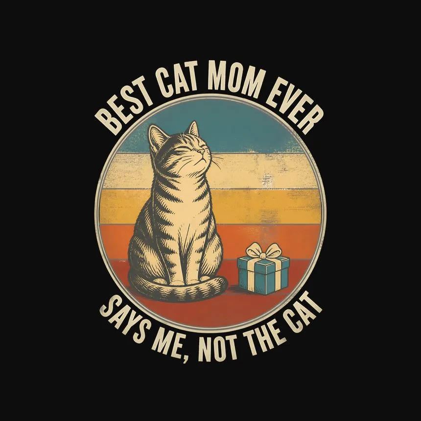 Cat Mom Ever Says Me, Not The Cat Retro Cat On Retro Sunset — funny cat tank top