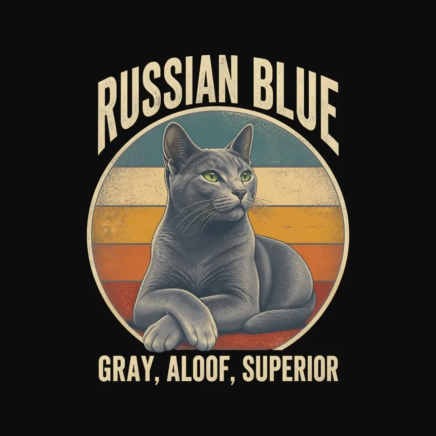 Russian Blue Gray, Aloof, Superior Cat Design — funny cat tank top