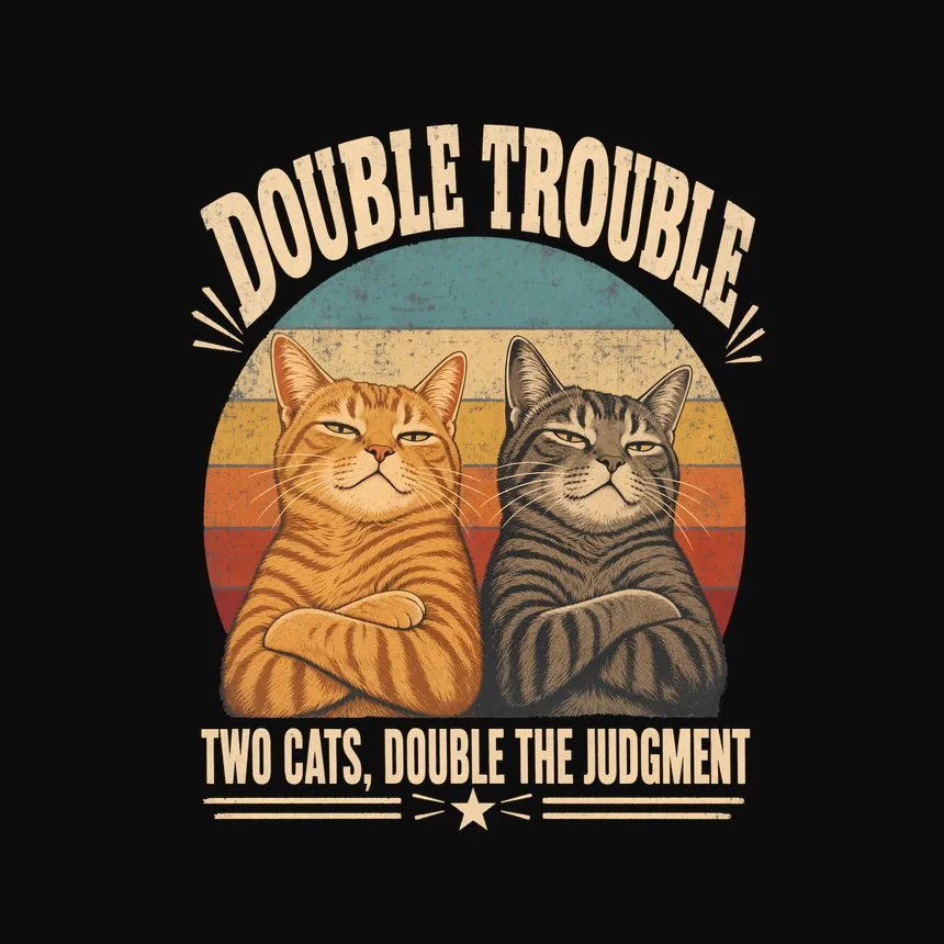 Double Trouble Two Cats, Double The Judgment — funny cat tank top