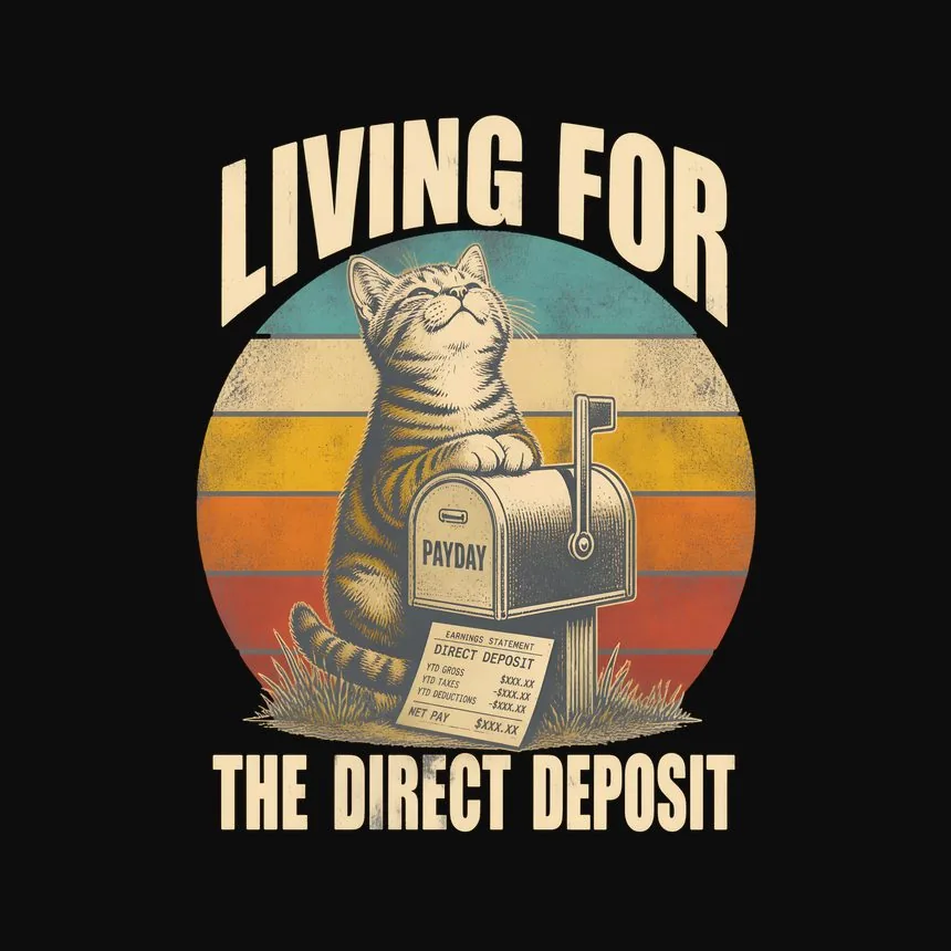 Living For The Direct Deposit Cat — funny cat tank top