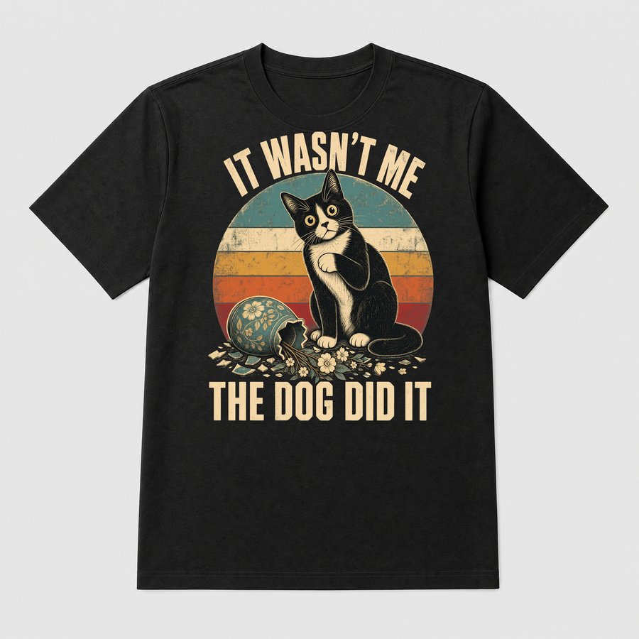 It Wasn't Me The Dog Did It Sarcastic Cat — funny cat tee