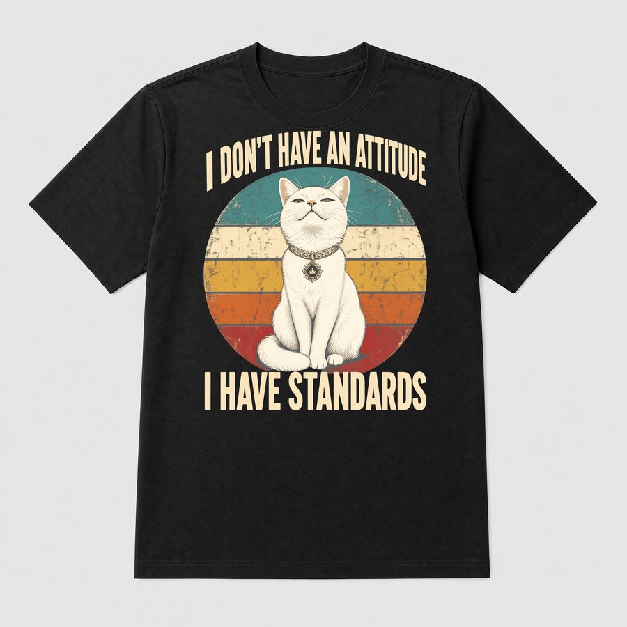I Have Standards Not An Attitude Sassy Cat — funny cat tee