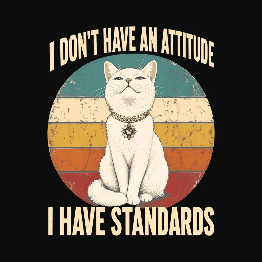 I Have Standards Not An Attitude Sassy Cat — funny cat tee
