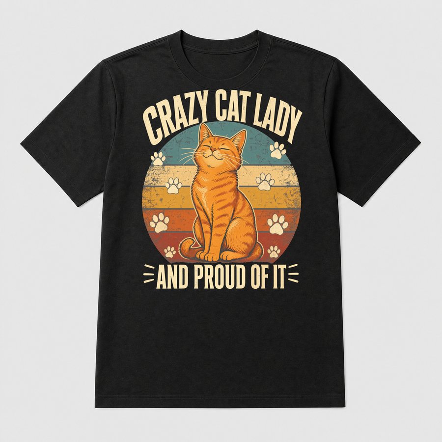 Crazy Cat Lady And Proud Of It Retro Cat — funny cat tee