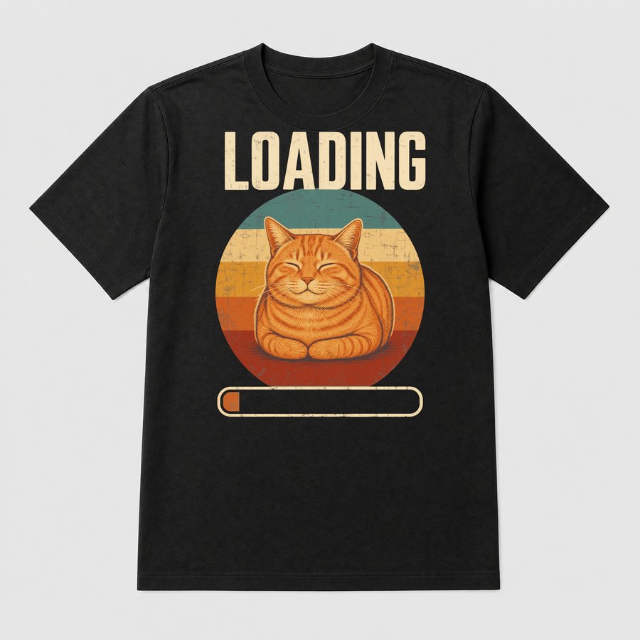 Loading Cat Loaf Mode Lazy Cat Retro — funny cat tee
