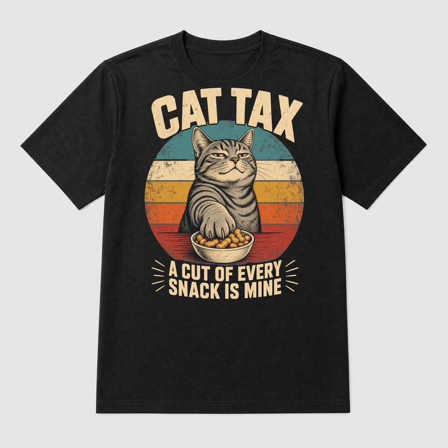 Cat Tax A Cut Of Every Snack Retro Cat — funny cat tee