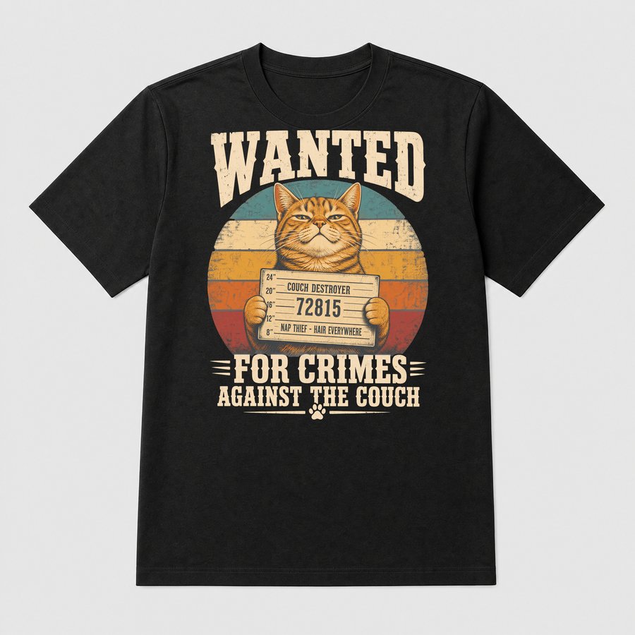 Wanted For Crimes Against The Couch Cat — funny cat tee