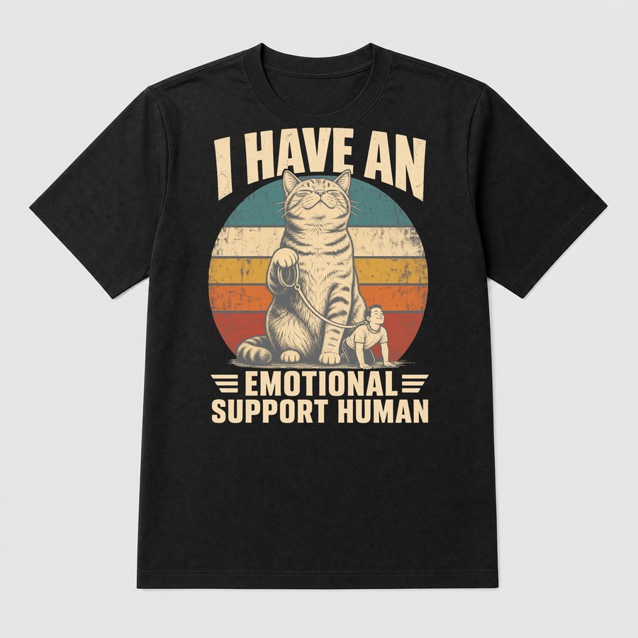 Emotional Support Human Sarcastic Cat Retro — funny cat tee
