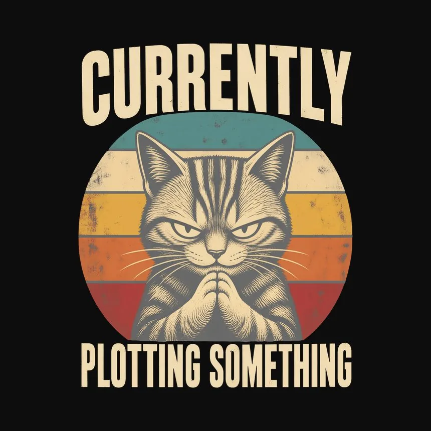Currently Plotting Something Sneaky Cat Retro — funny cat tee