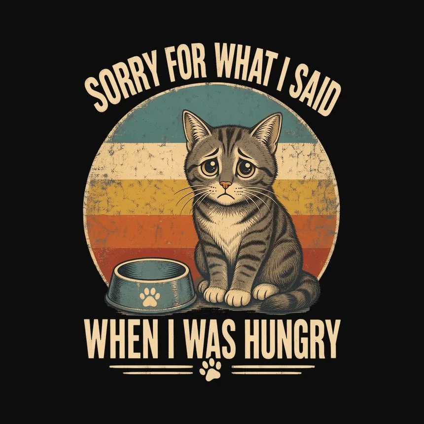 Sorry For What I Said When Hungry Cat Retro — funny cat tee