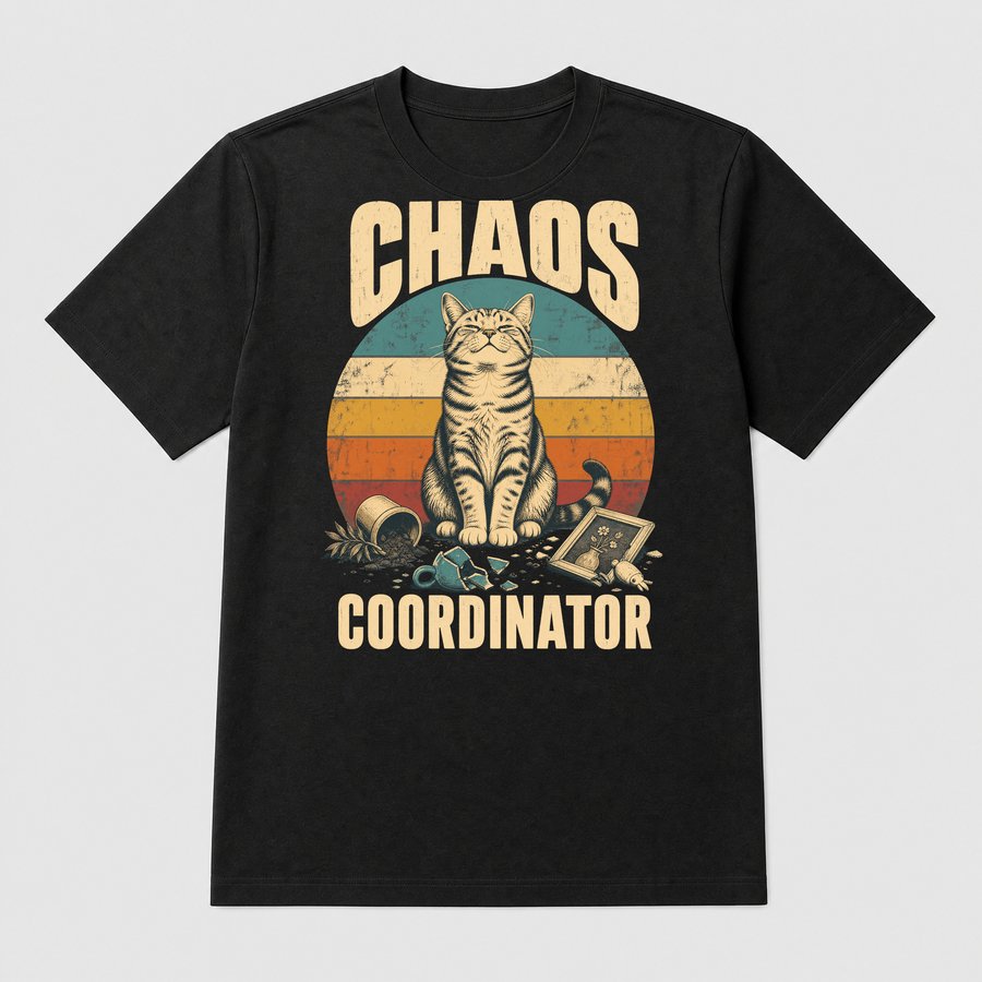 Chaos Coordinator Mischief Cat Retro Design — funny cat tee