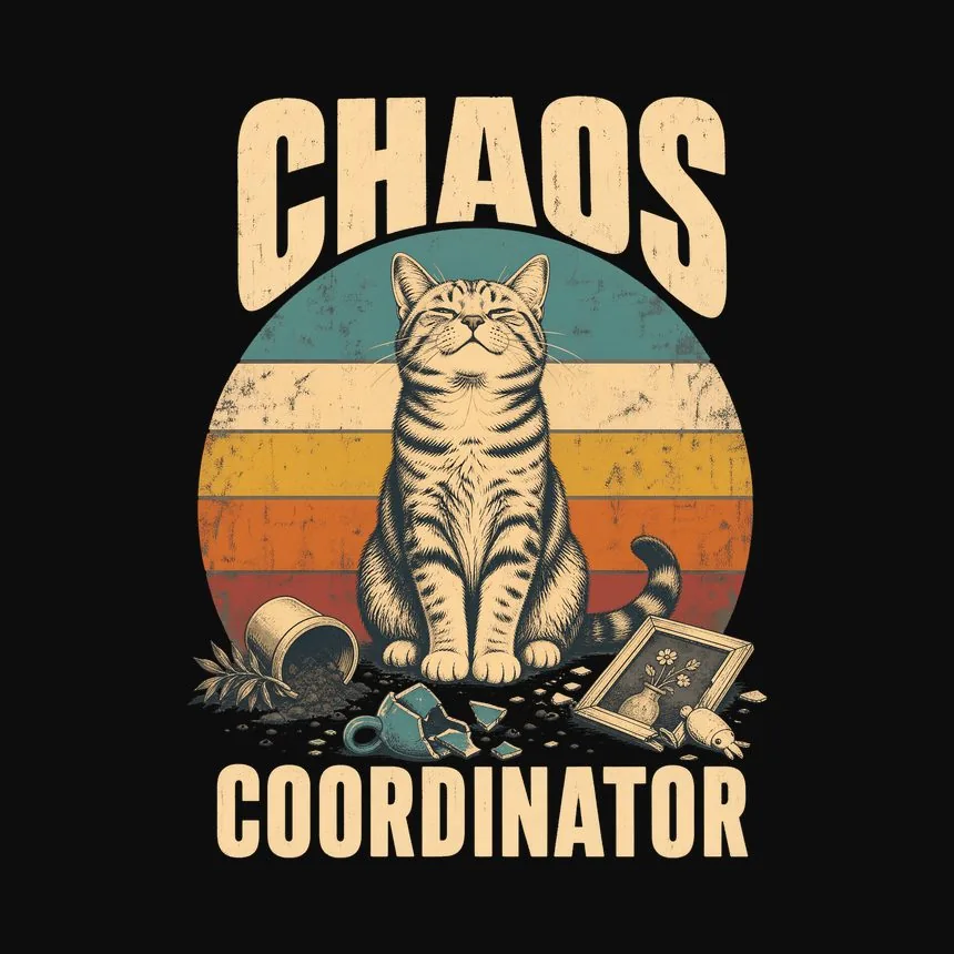 Chaos Coordinator Mischief Cat Retro — funny cat tee
