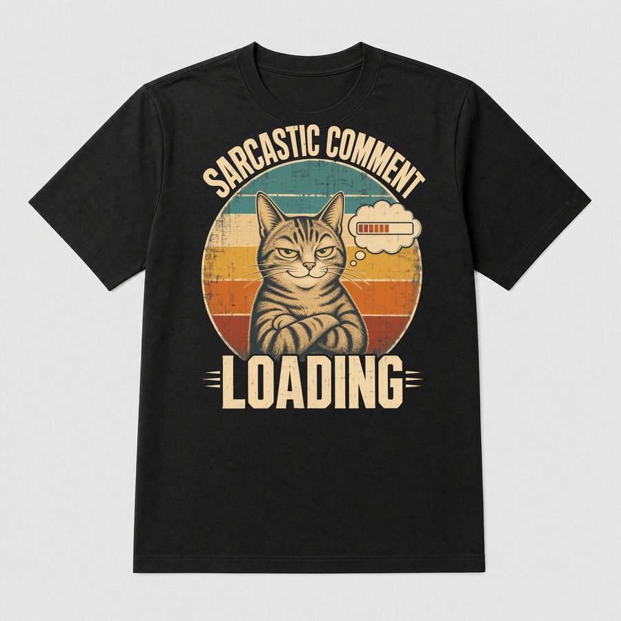 Sarcastic Comment Loading Sassy Cat Retro — funny cat tee