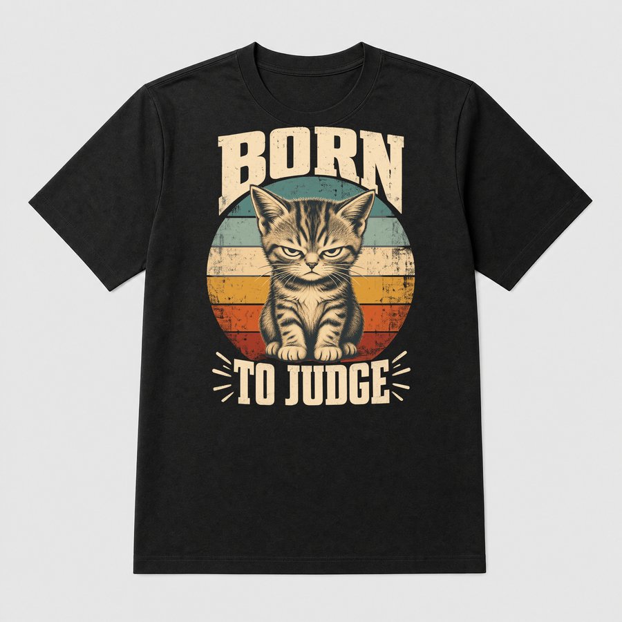 Born To Judge Sassy Kitten Retro Design — funny cat tee