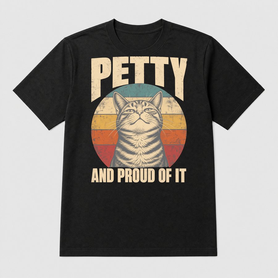 Petty And Proud Of It Sassy Cat Retro — funny cat tee