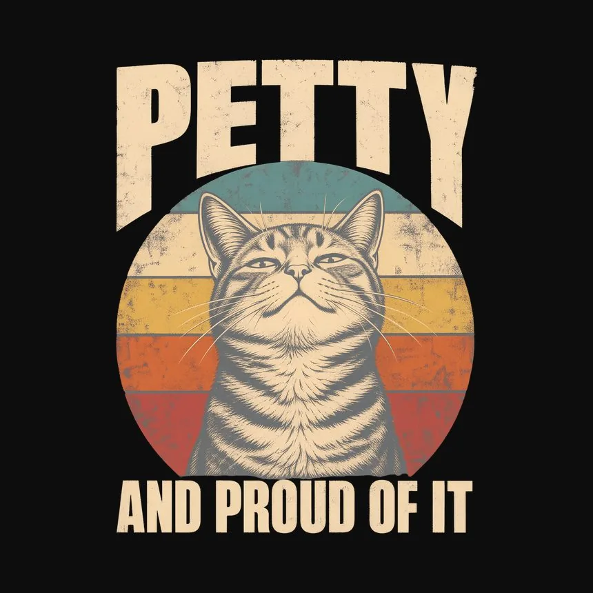 Petty And Proud Of It Sassy Cat Retro — funny cat tee
