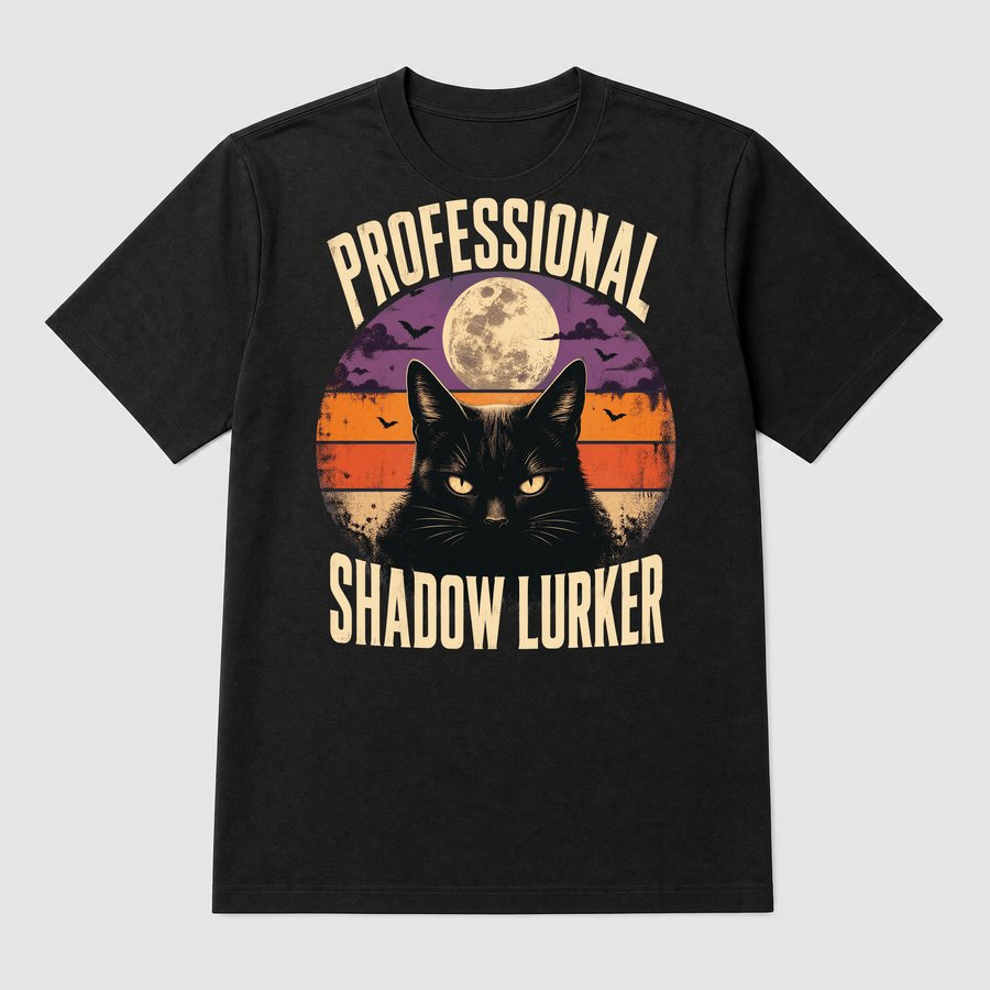 Professional Shadow Lurker Black Cat Retro — funny cat tee