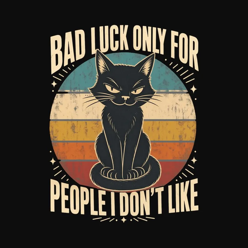 Bad Luck For People I Dislike Black Cat Retro — funny cat tee