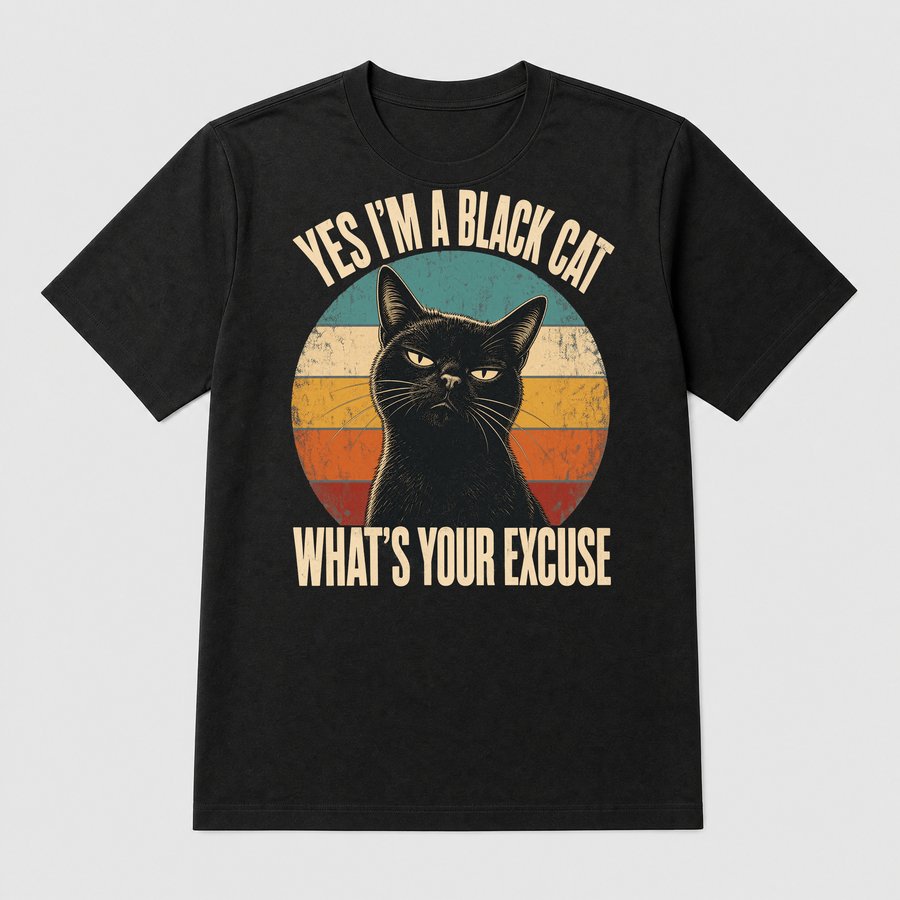What's Your Excuse Sassy Black Cat Retro — funny cat tee