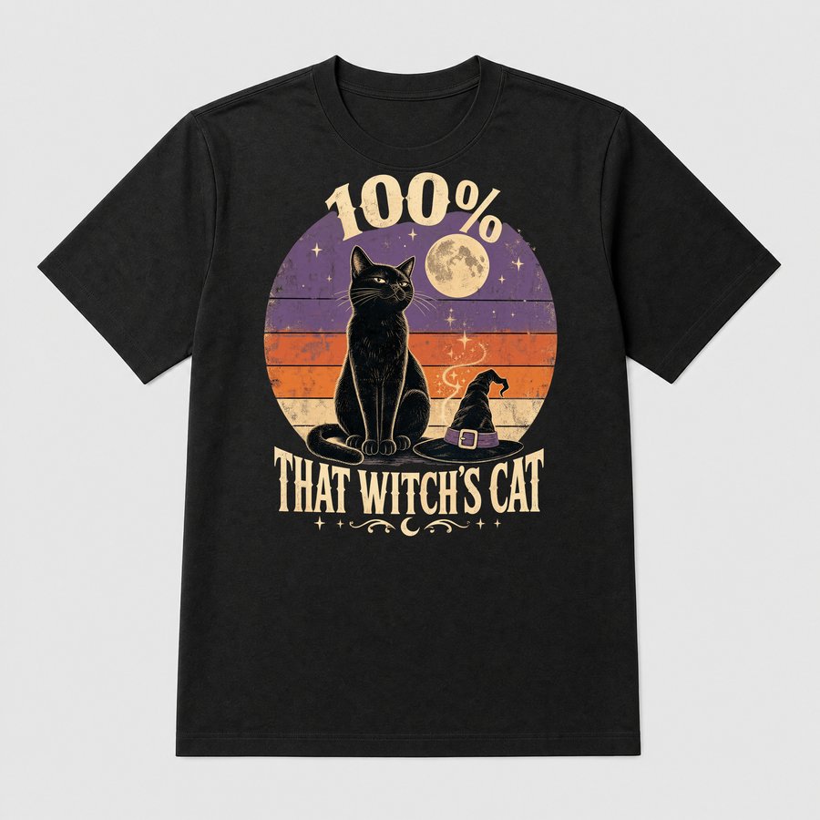 100 Percent That Witchs Cat Black Cat Retro — funny cat tee
