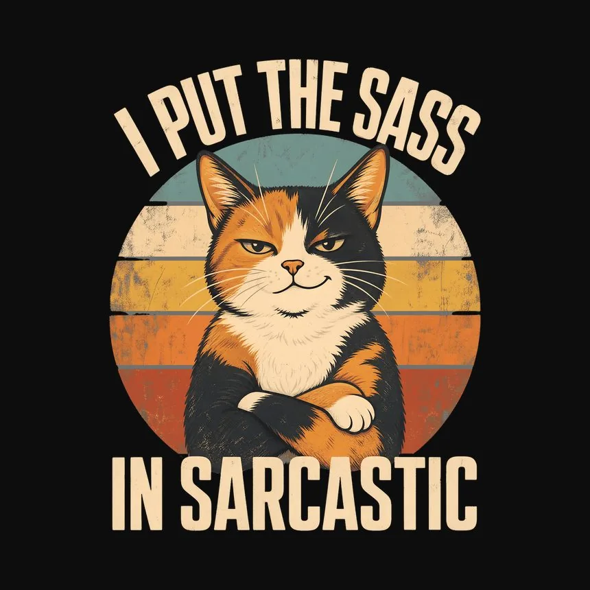 I Put The Sass In Sarcastic Calico Cat Retro — funny cat tee