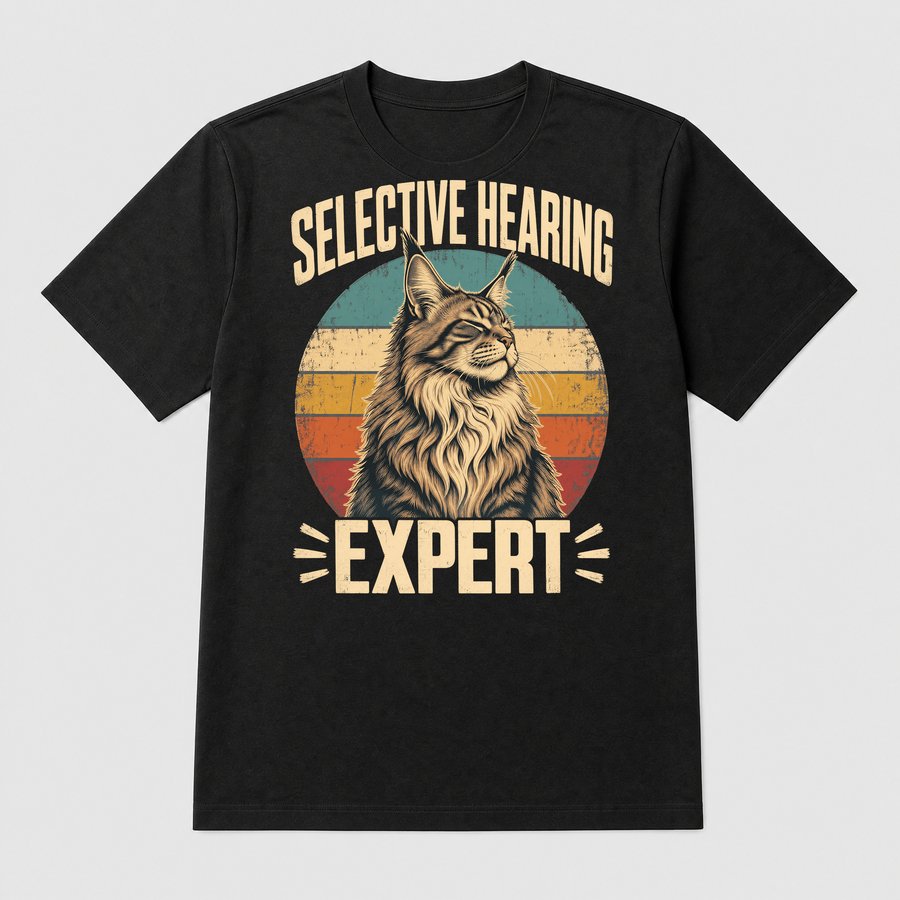 Selective Hearing Expert Maine Coon Retro — funny cat tee