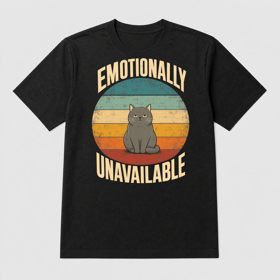 Emotionally Unavailable Aloof Cat Retro — funny cat tee