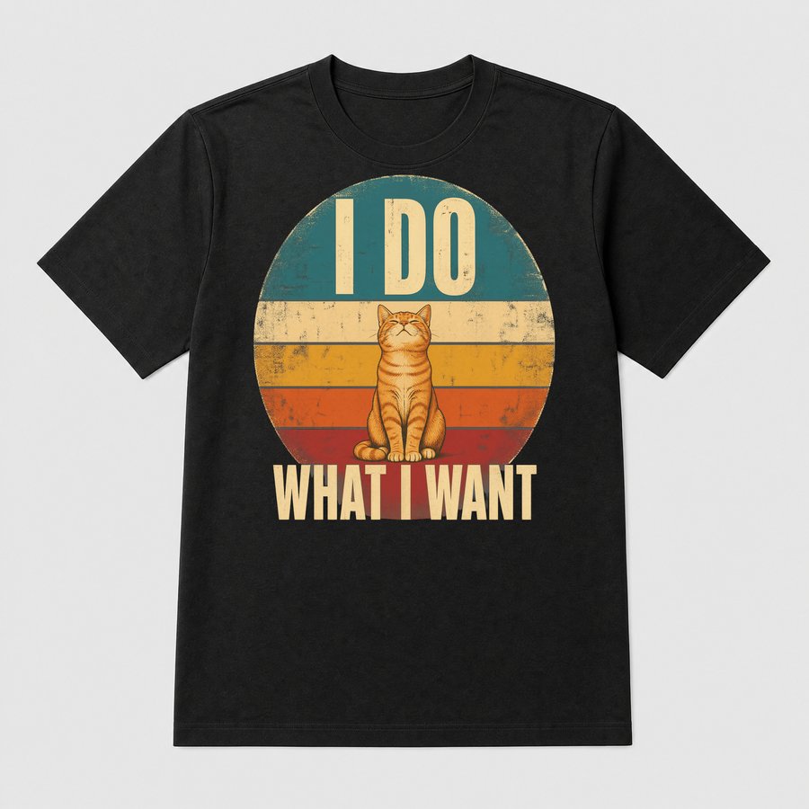 I Do What I Want Defiant Cat Retro Design — funny cat tee