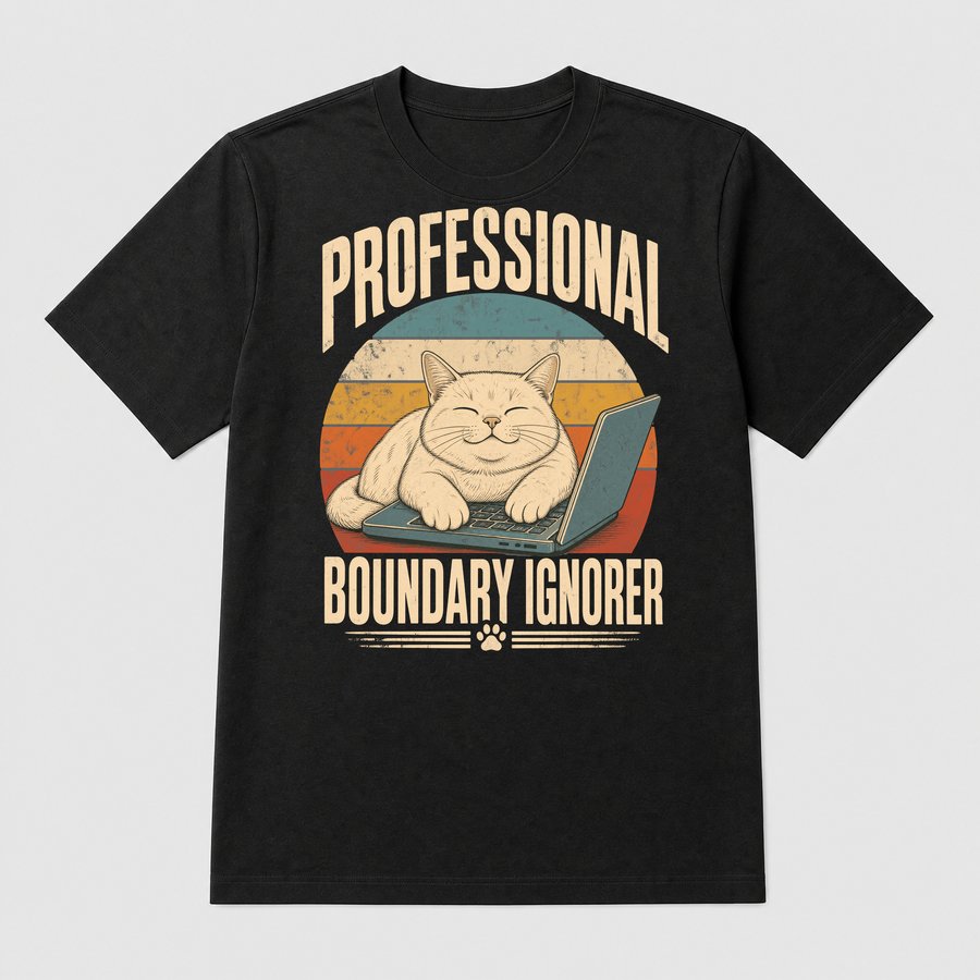 Professional Boundary Ignorer Cat Retro — funny cat tee