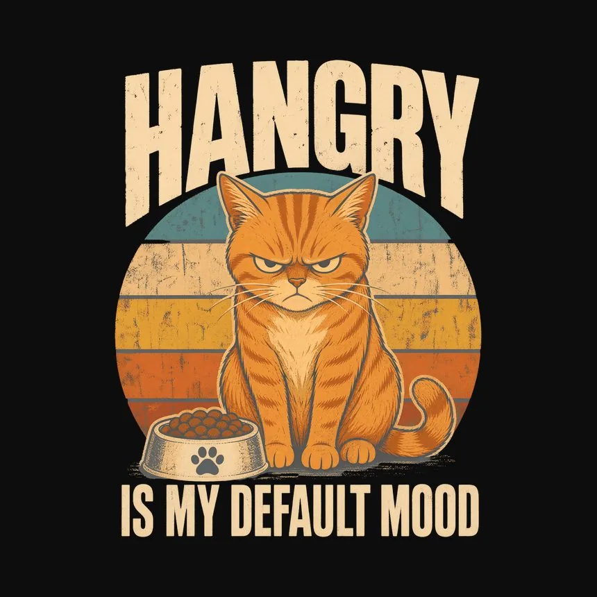 Hangry Is My Default Mood Cat Retro — funny cat tee