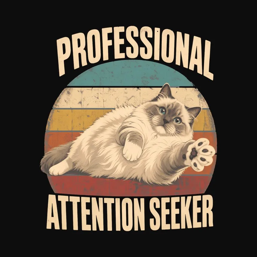 Professional Attention Seeker Cat Retro — funny cat tee