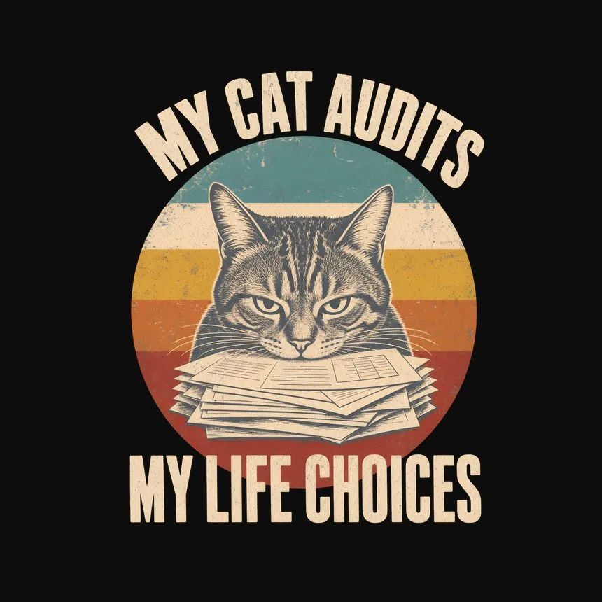 My Cat Audits My Life Choices Retro Cat Design — funny cat tee