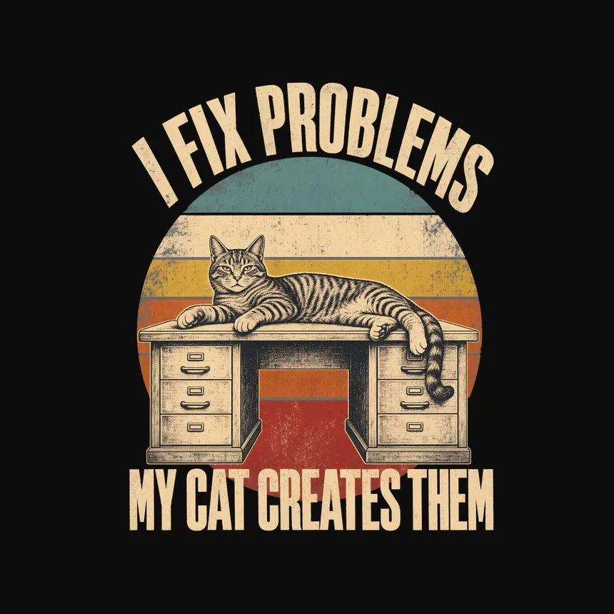 I Fix Problems My Cat Creates Them Cat Design — funny cat tee