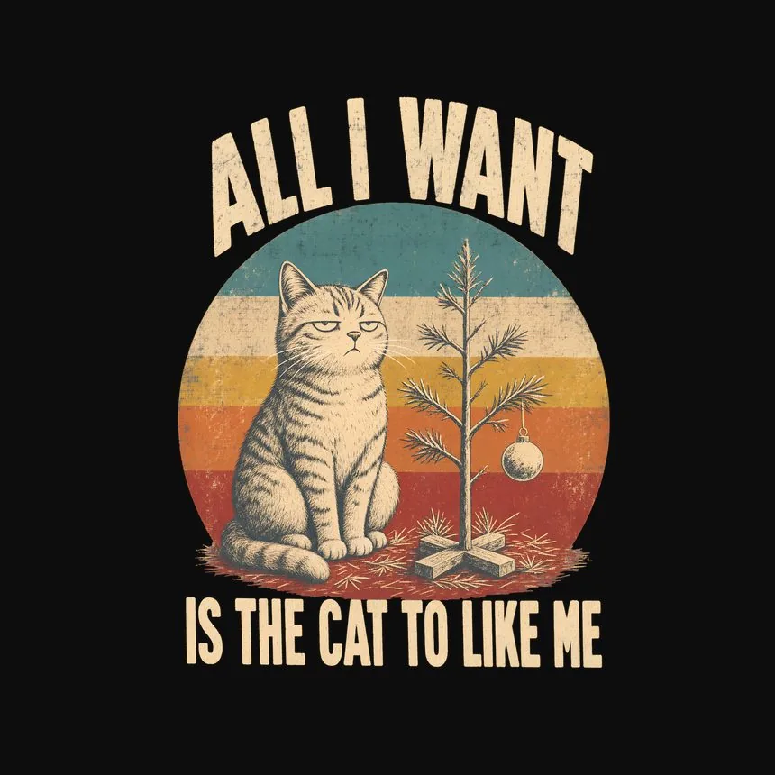 All I Want Is The Cat To Like Me Retro Cat Design — funny cat tee