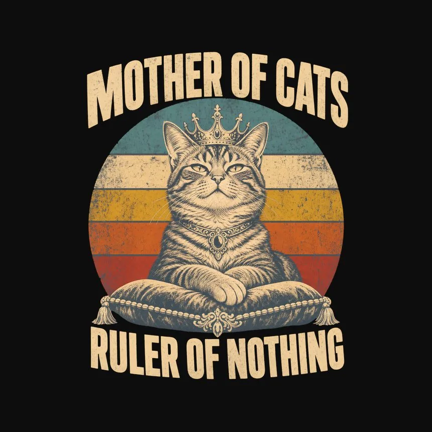 Mother Of Cats Ruler Of Nothing Retro Cat Design — funny cat tee