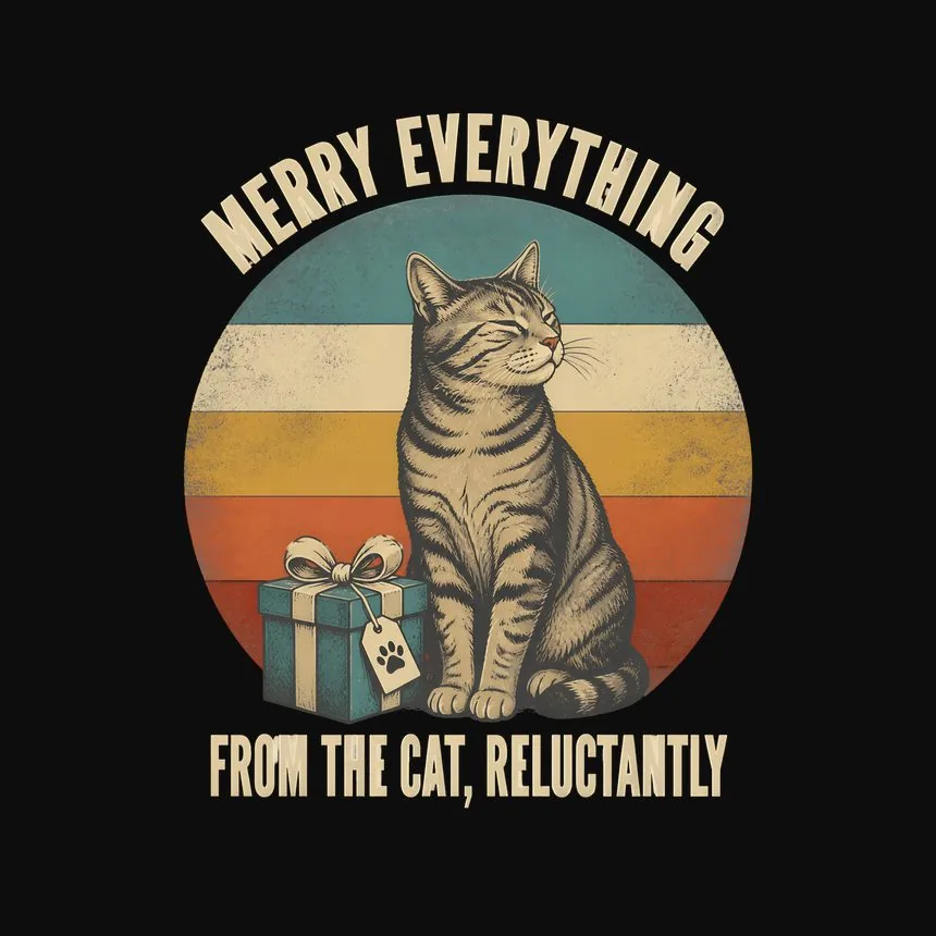Merry Everything From The Cat, Reluctantly — funny cat tee