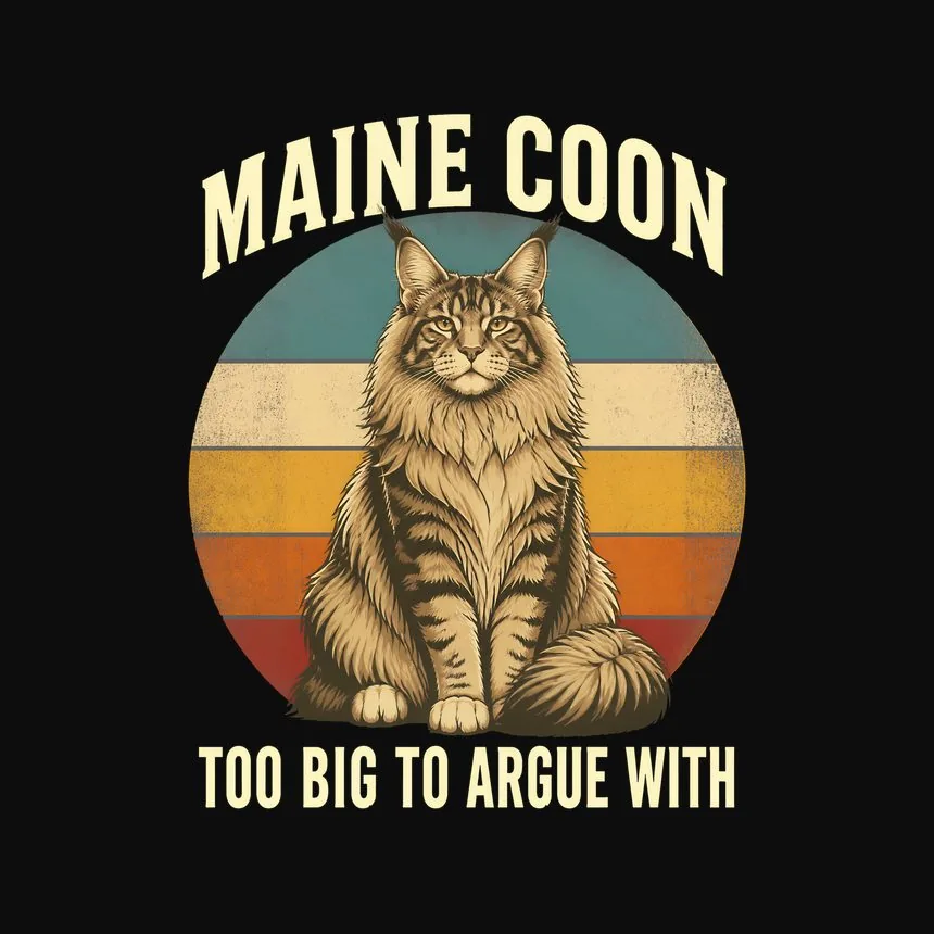 Maine Coon Too Big To Argue With Retro Cat Design — funny cat tee