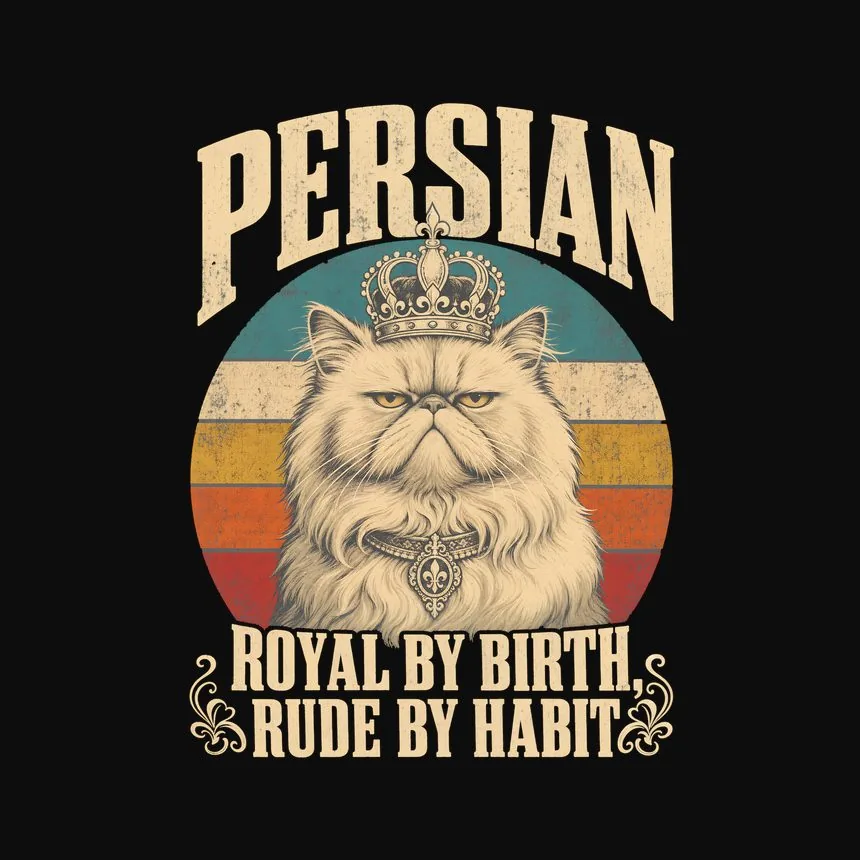 Persian Royal By Birth, Rude By Habit Cat Design — funny cat tee