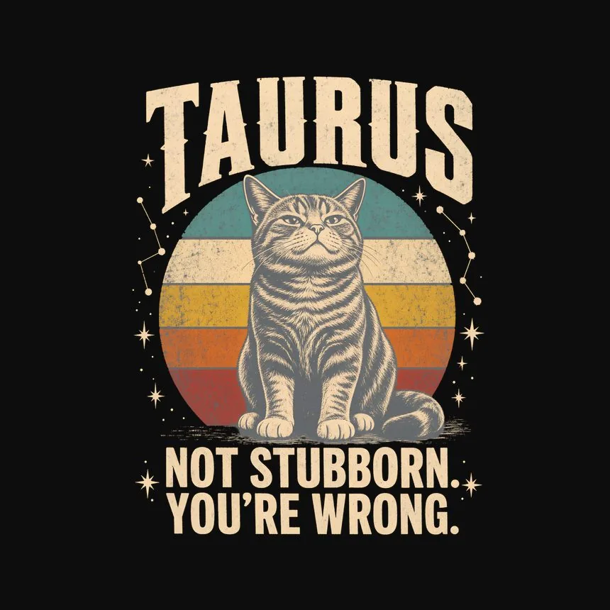 Taurus Not Stubborn. You'Re Wrong. Cat Design — funny cat tee