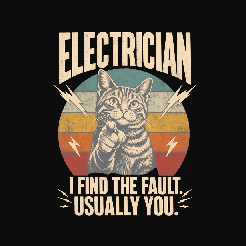 Electrician I Find The Fault. Usually You — funny cat tee