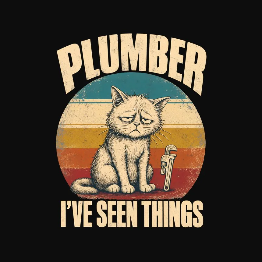 Plumber I'Ve Seen Things Retro Cat Design — funny cat tee